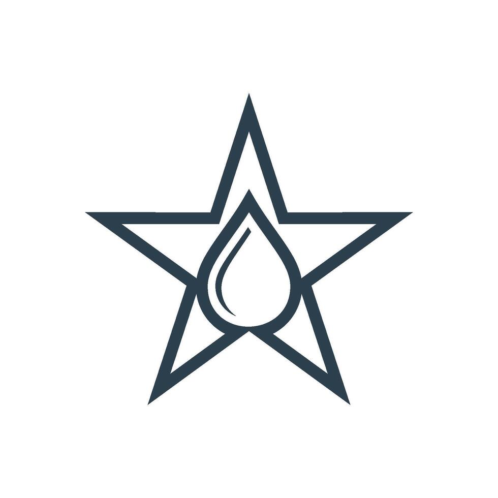 Droplet and Star Line Art Icon Logo Template Illustration Design. EPS 10. vector