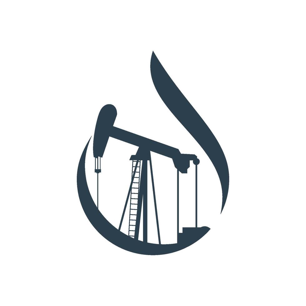 Oil Pump Jack Rig Icon Logo Template Illustration Design. EPS 10. vector