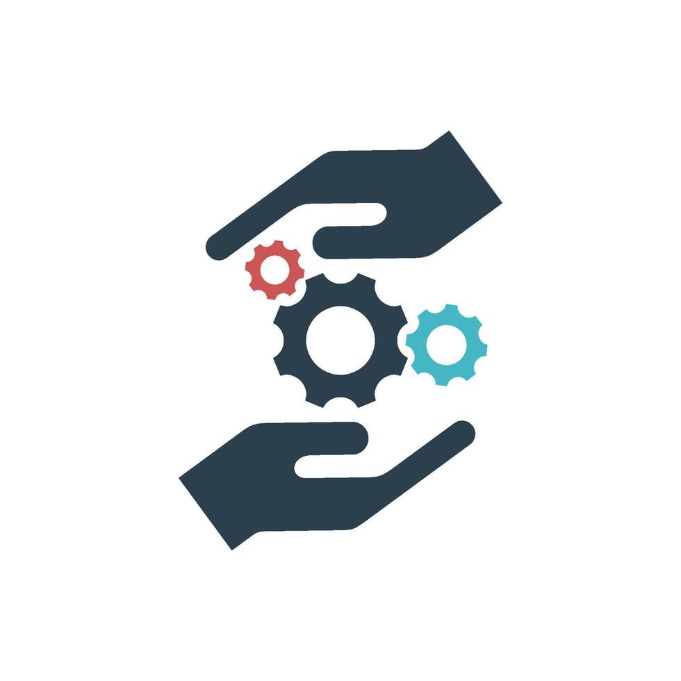 Gear and Hand Holding Icon Logo Template Illustration Design. EPS 10. vector