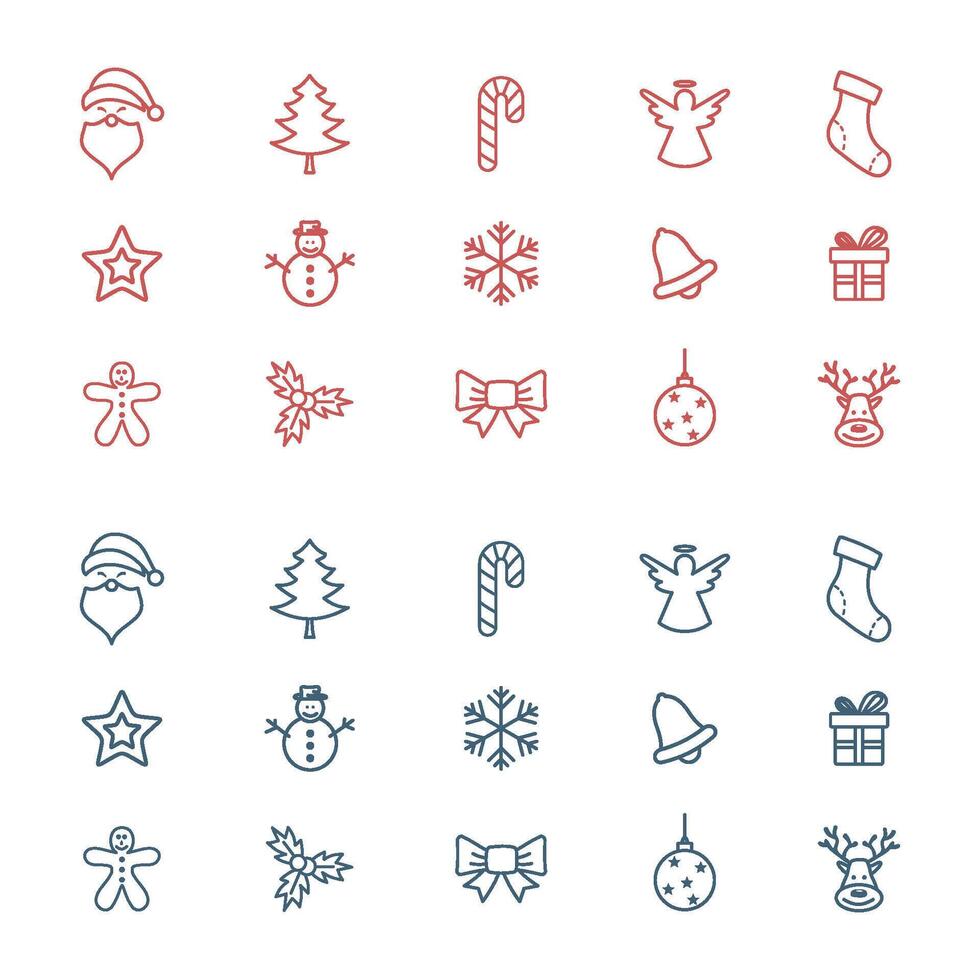 Line Art Christmas Element Icon Set Logo Template Illustration Design. EPS 10. vector