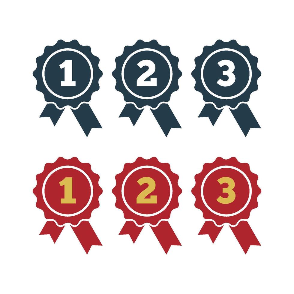 Set Badge Stamp Rosette Ribbon Number Winner Sign Icon Logo Template Illustration Design. EPS 10. vector