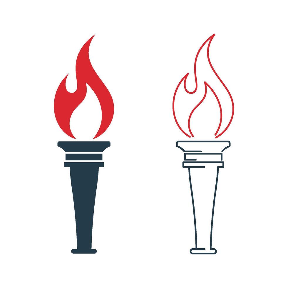 Set Torch and Flame Icon Logo Template Illustration Design. EPS 10. vector