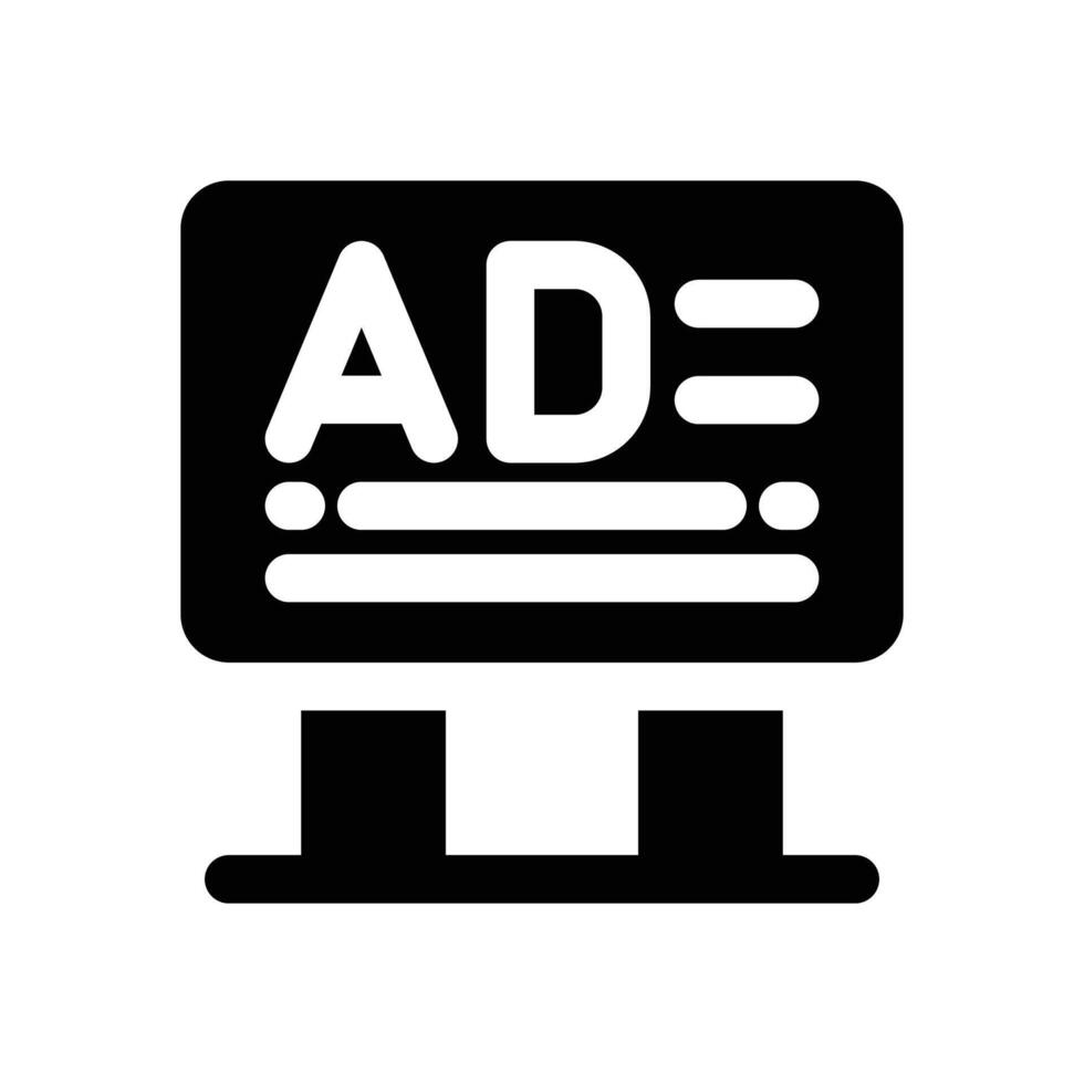 advertising banner glyph icon. Strong and solid icon for websites, mobile interfaces, presentations, and visual branding. High quality and easy to edit. vector