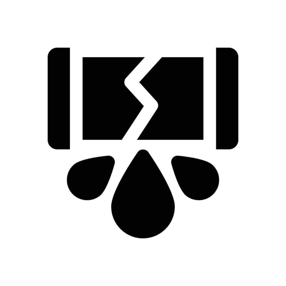 broken pipe glyph icon. Strong and solid icon for websites, mobile interfaces, presentations, and visual branding. High quality and easy to edit. vector