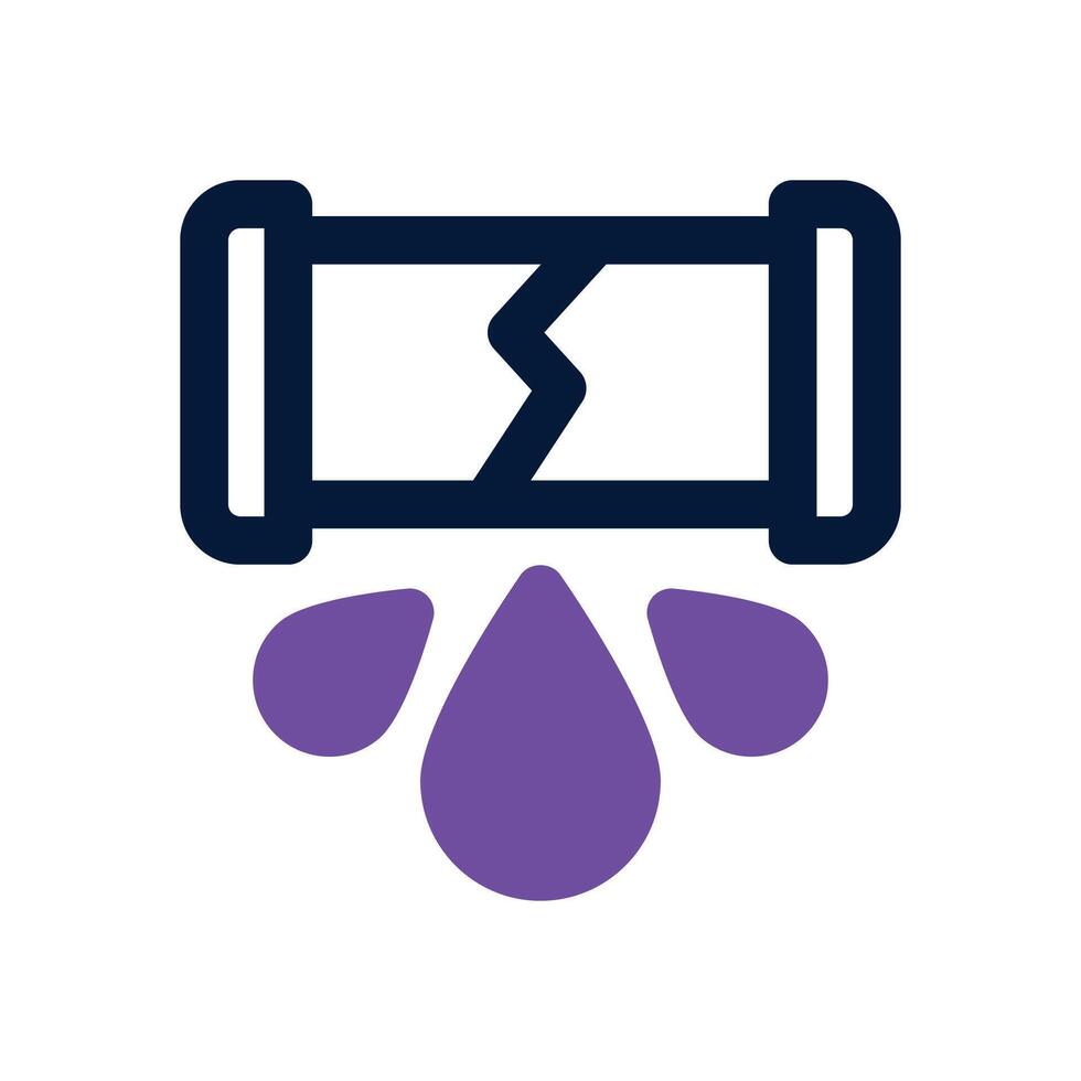 broken pipe dual tone icon. Sleek and modern icon for websites, mobile apps, marketing materials, and corporate design. Fully scalable and ready to use. vector