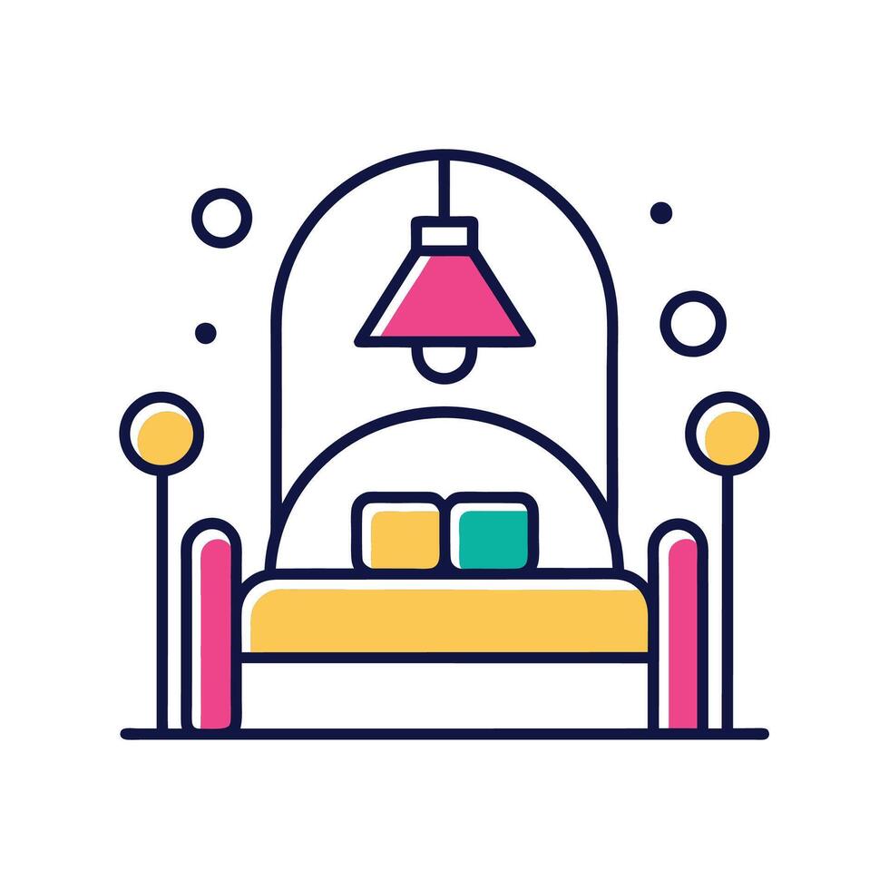 Stylish Bedroom with Relaxing Lighting Effects vector