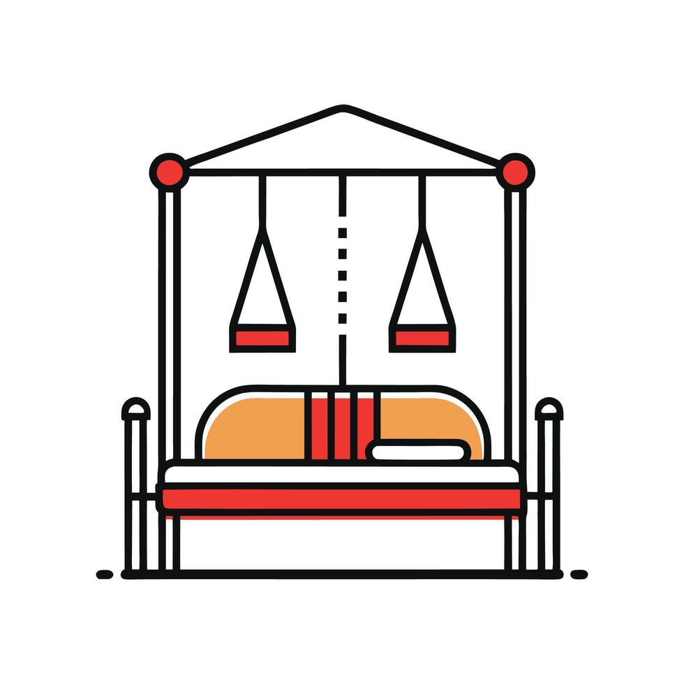 Elegant Bedroom Featuring Unique Hanging Bed Swing vector