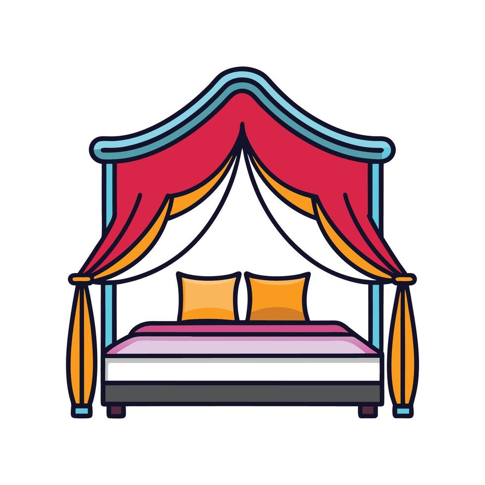 Elegant Bedroom Featuring Canopy Bed Decor vector