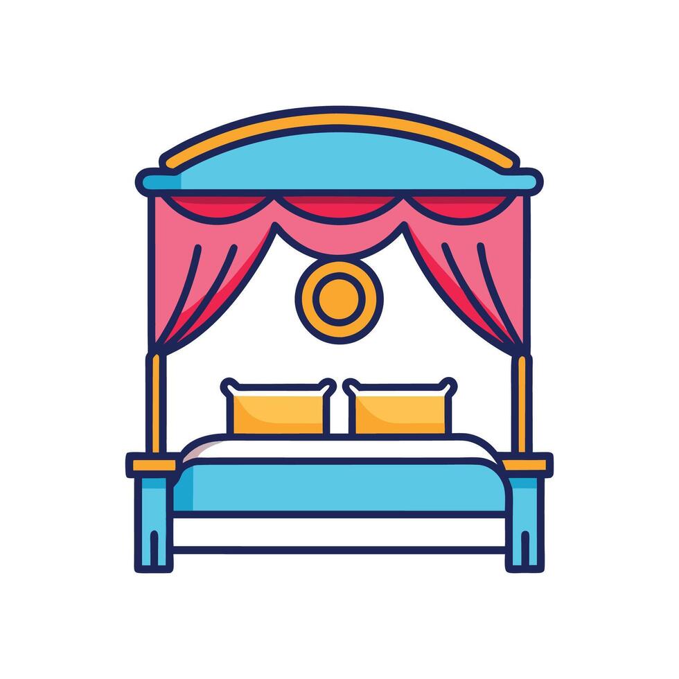 Stylish Bedroom with Fabric Canopy Bed Design vector