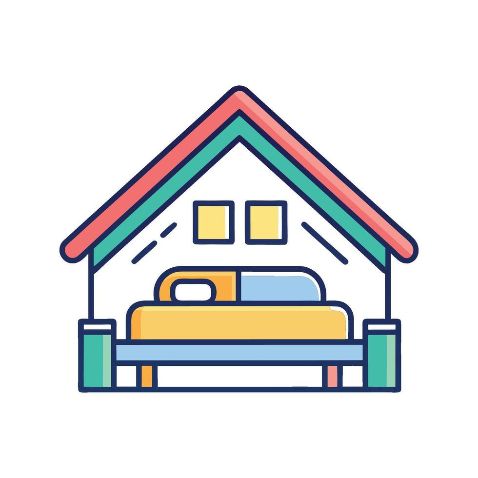 Charming Bedroom with Cozy Sloped Ceiling vector