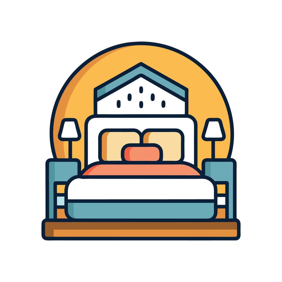 Elegant Bedroom Featuring Unique Sunken Bed vector