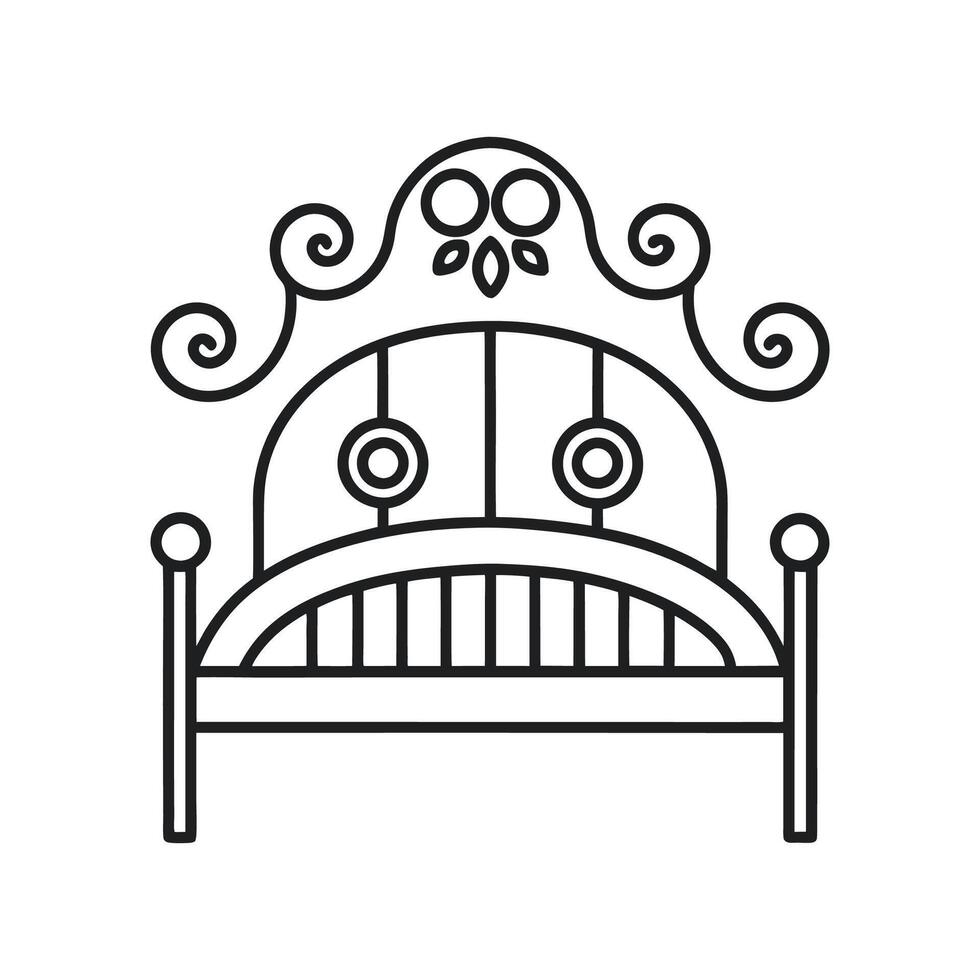 Chic Ironwork Headboard in Elegant Bedroom vector