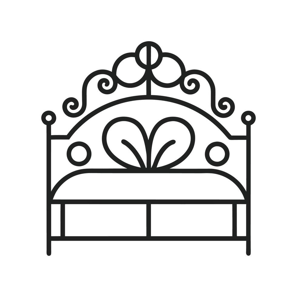 Elegant Bedroom with Ironwork Headboard vector