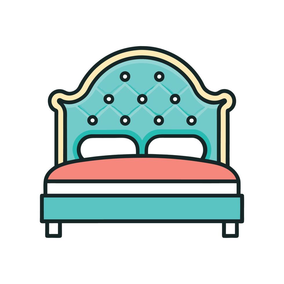 Modern Bedroom Featuring Elegant Tufted Headboard vector