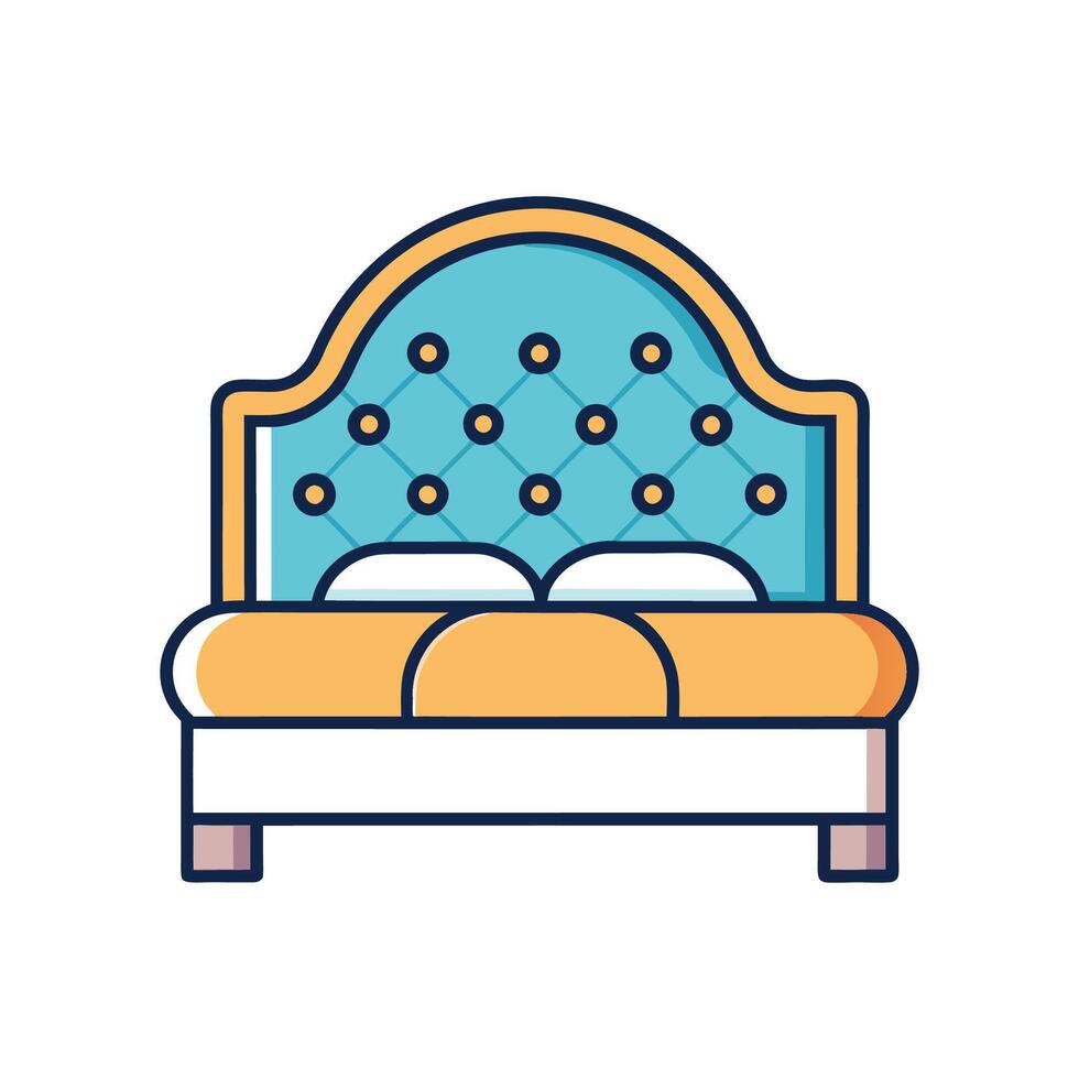 Stylish Bedroom with Elegant Tufted Headboard vector