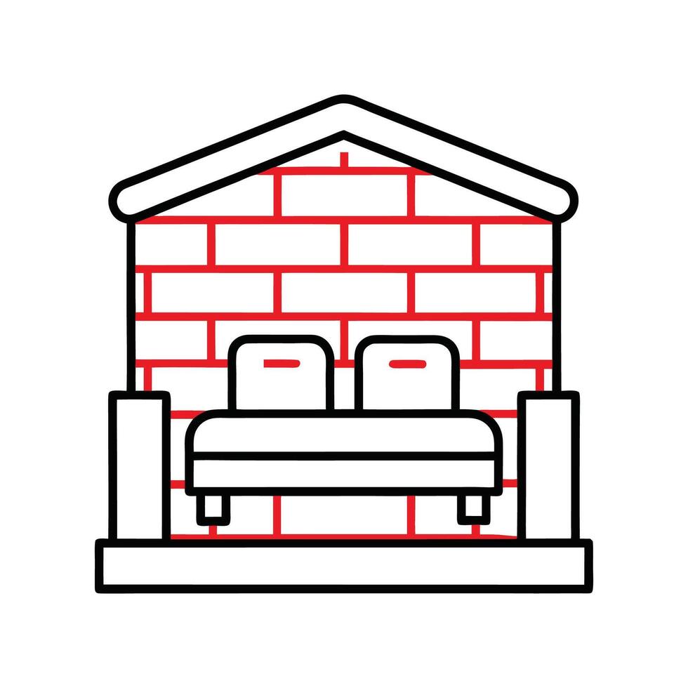 Elegant Bedroom with Exposed Brick Wall vector