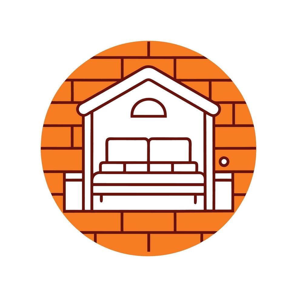 Chic Bedroom Featuring Exposed Brick Wall vector
