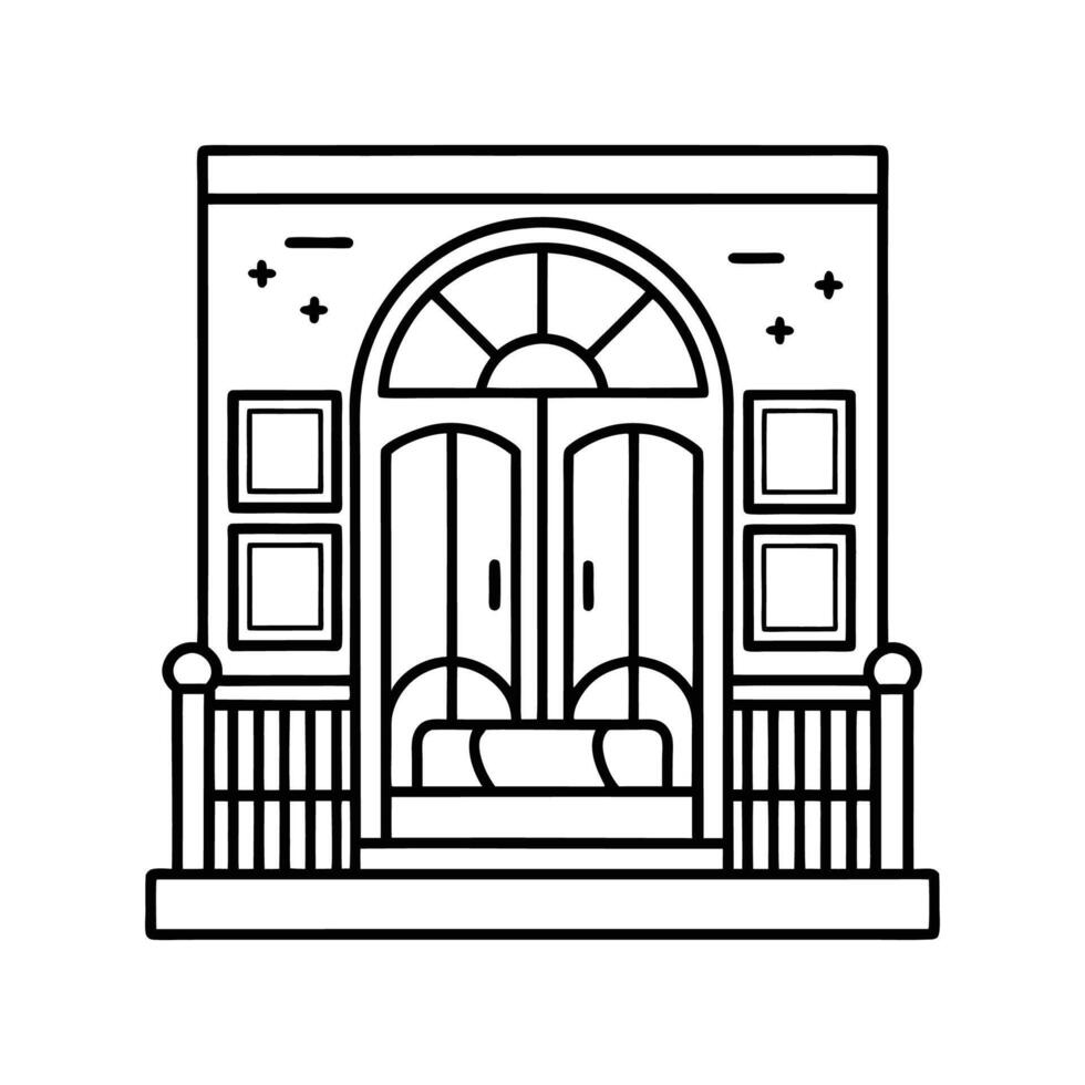 Elegant Bedroom with French Doors and Balcony vector