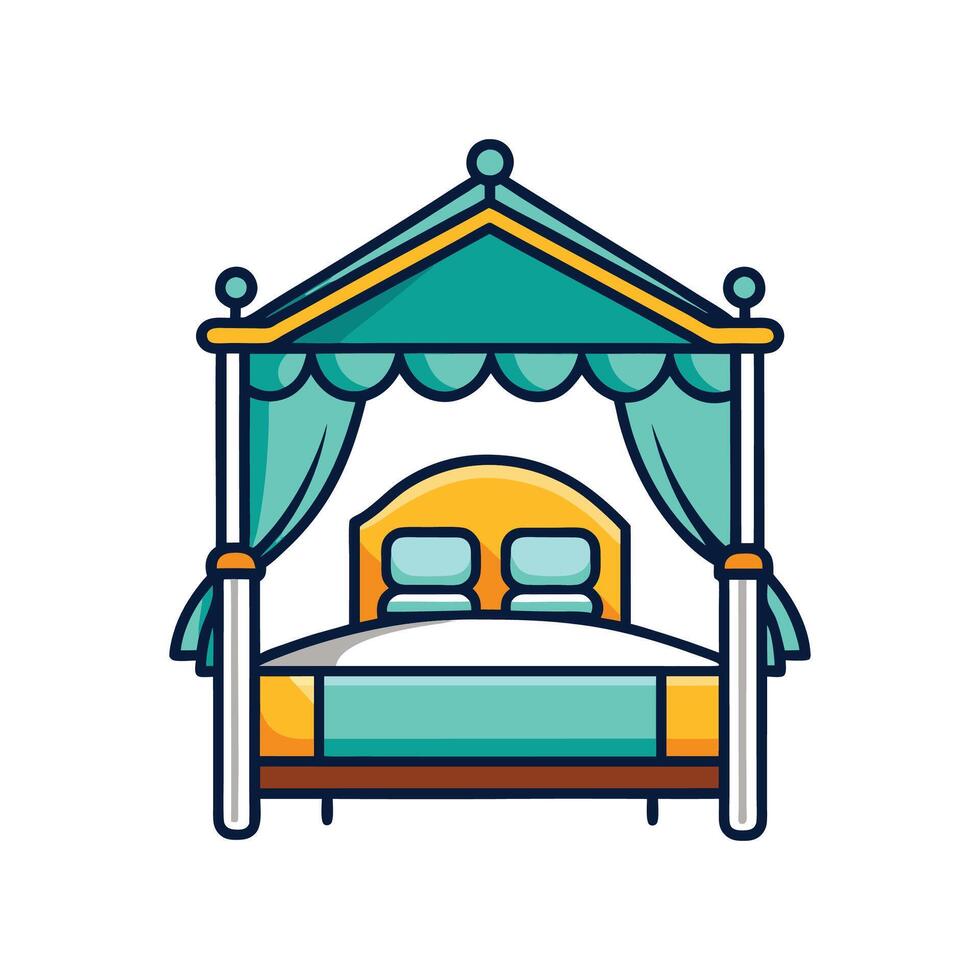 Elegant Grand Four Poster Canopy Bed vector