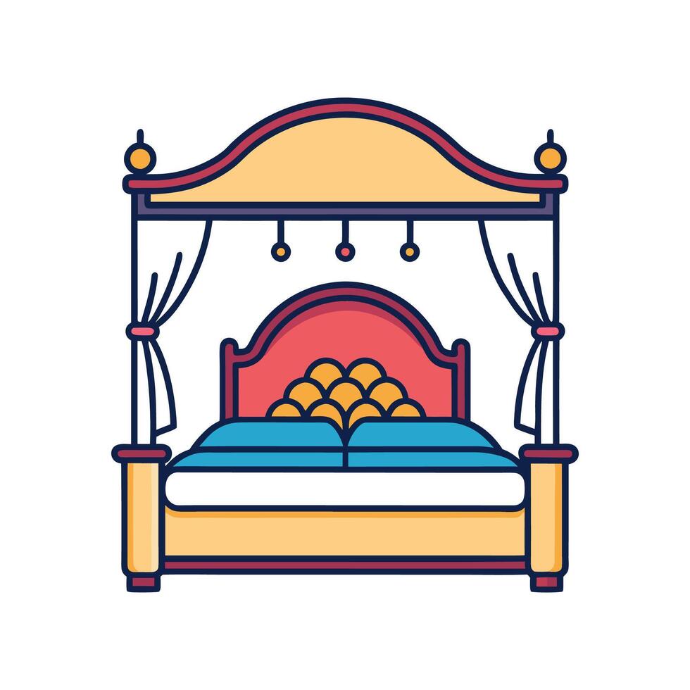 Chic Bedroom with Grand Canopy Bed vector