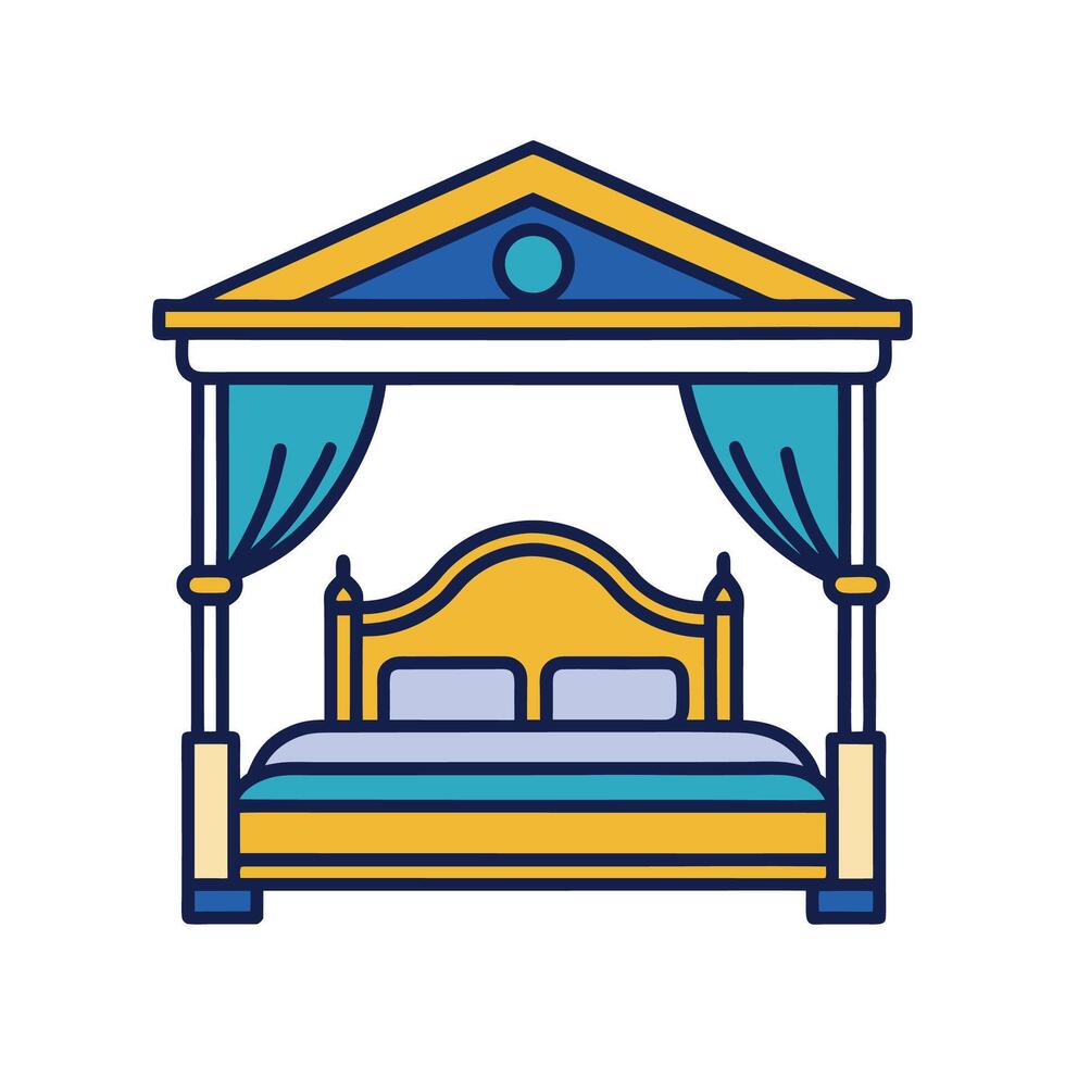 Stylish Grand Canopy Bed in Elegant Bedroom vector