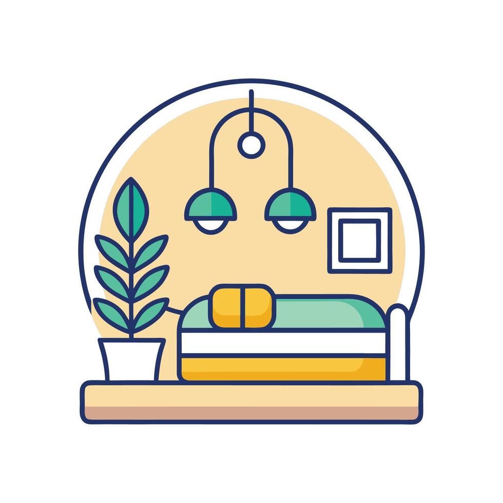 Chic Indoor Plant Decor in Stylish Bedroom vector