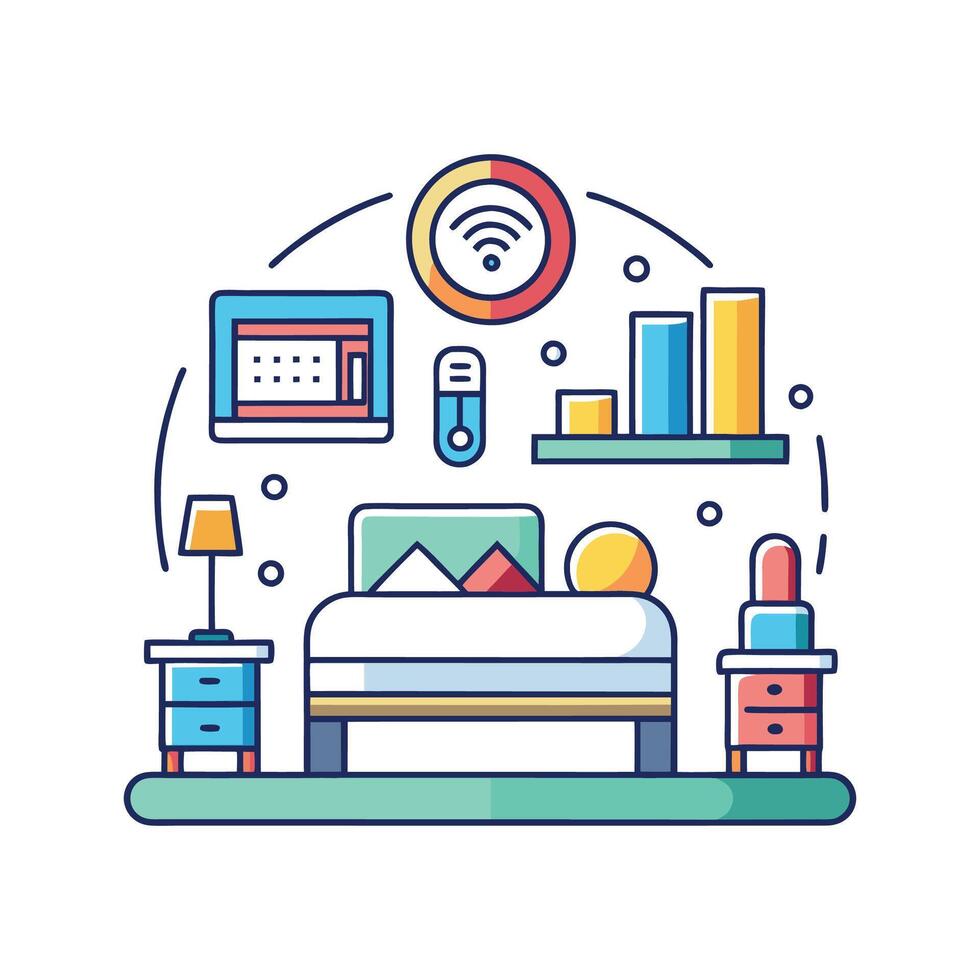 Stylish Bedroom with HighTech Smart Features vector