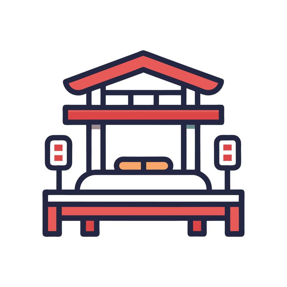 Stylish Bedroom with Japanese Minimalist Aesthetic vector