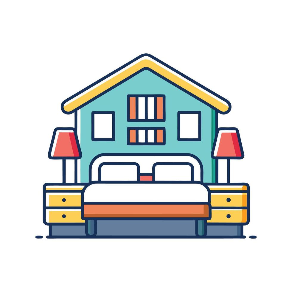 Elegant Bedroom with Modern Loft Style Details vector