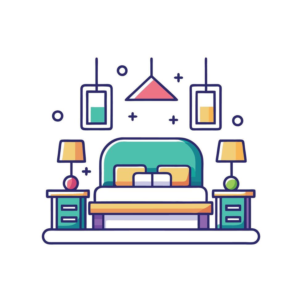 Chic Bedroom with Smart Ambient Lighting vector