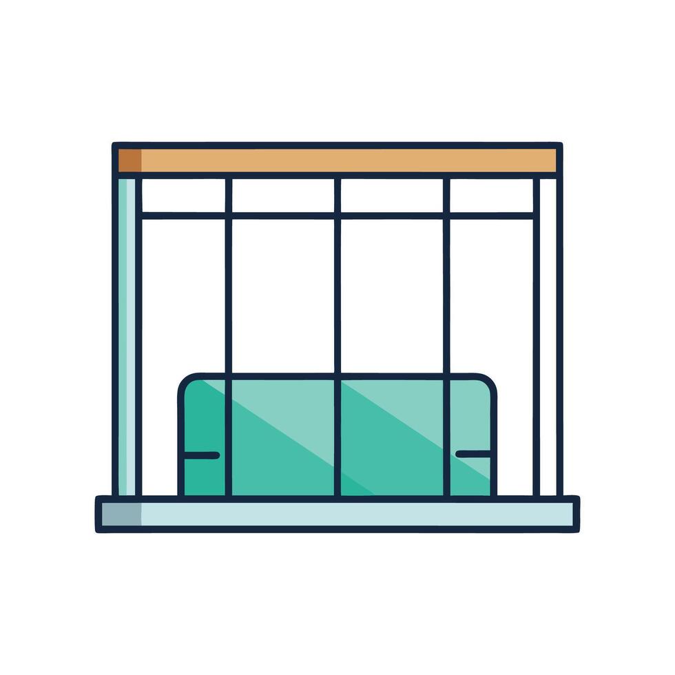 Stylish Bedroom with Modern Glass Partition vector