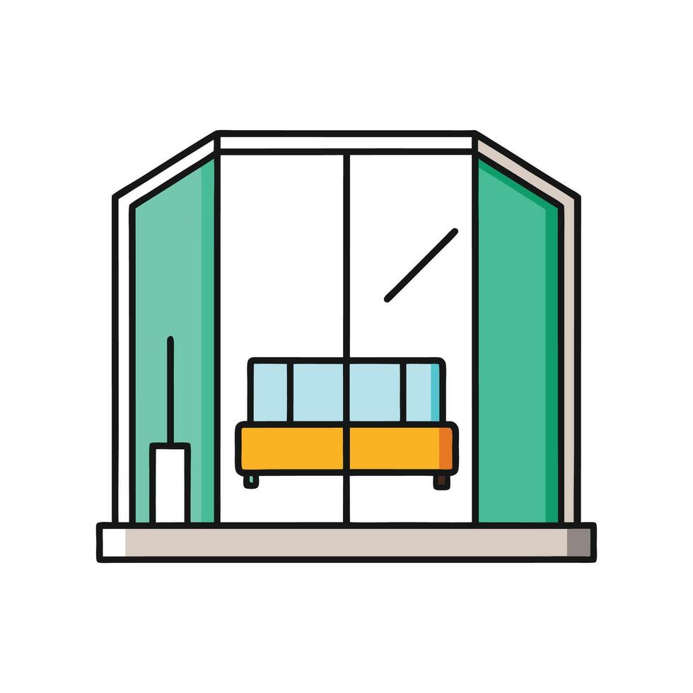 Modern Bedroom Featuring Sleek Glass Partition vector
