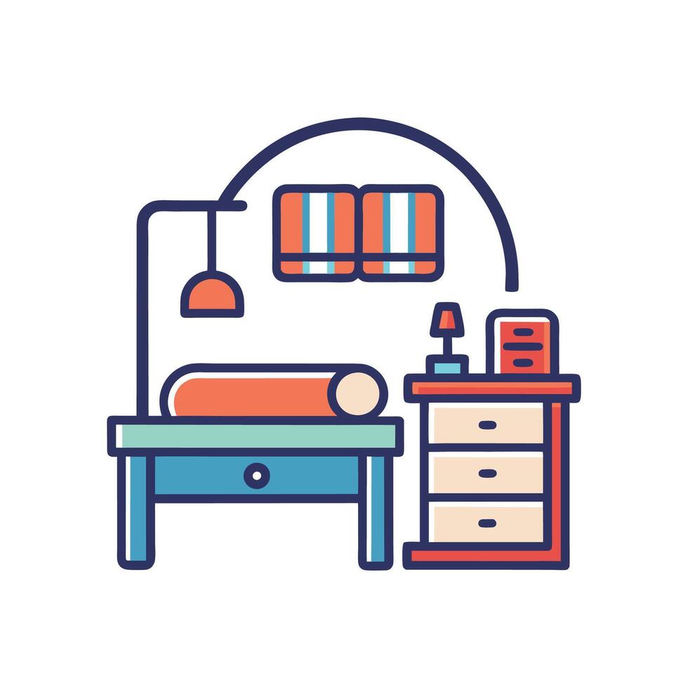 Elegant Bedroom with Cozy Study Desk Area vector