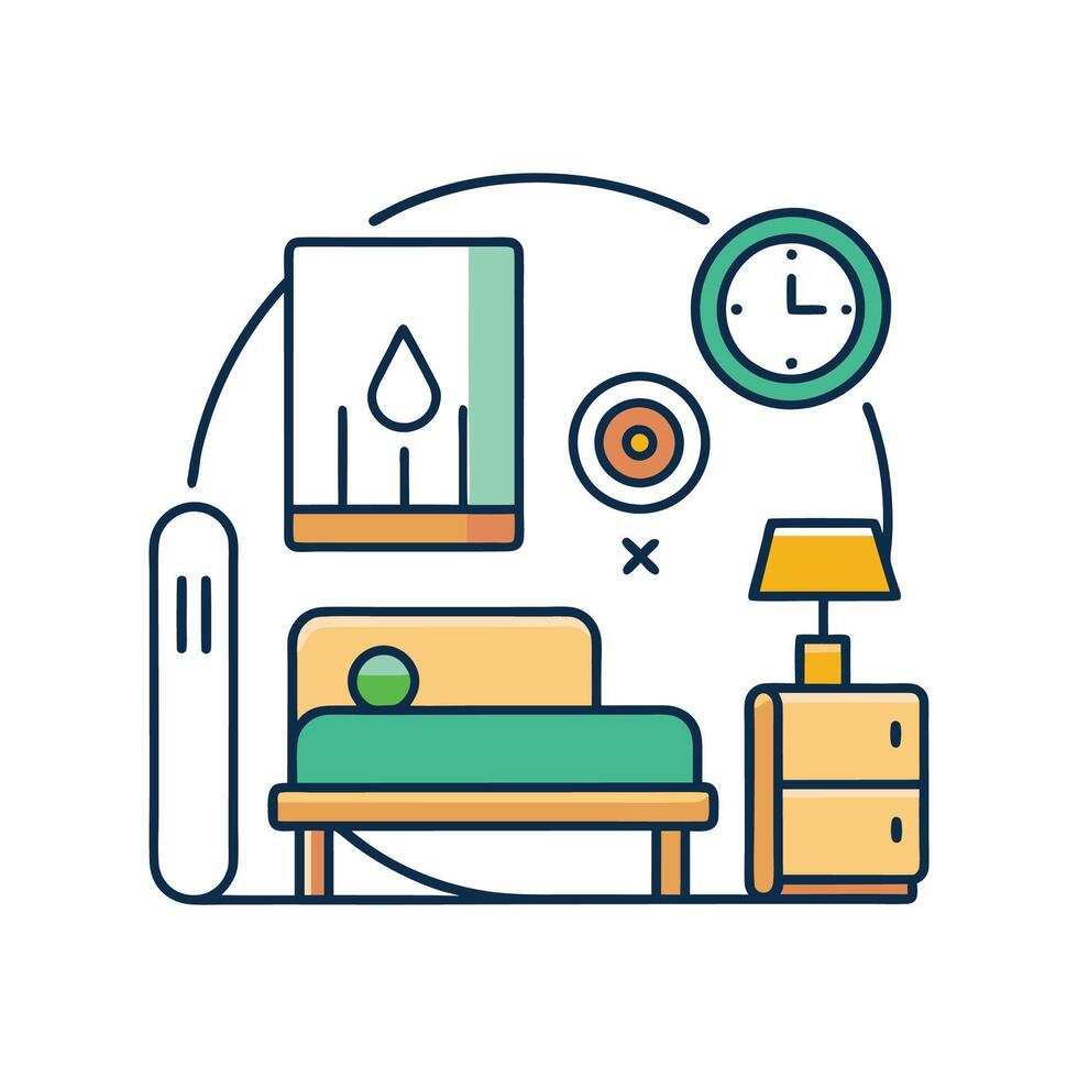 Chic Bedroom with Adjustable Smart Thermostat vector