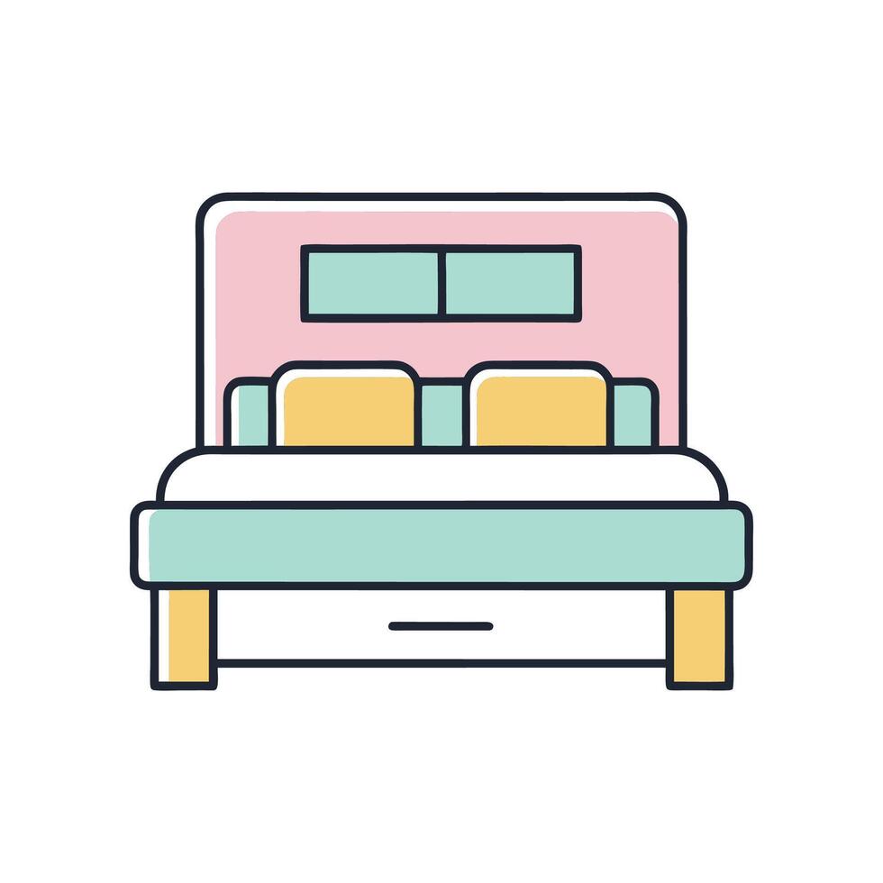 Elegant Bedroom Featuring Pastel Color Palette vector