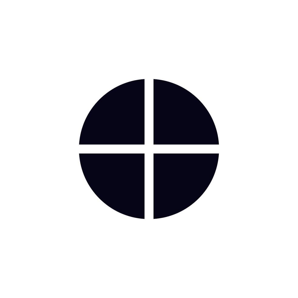 Geometric circle design with clean black and white shape in simple symmetrical style vector