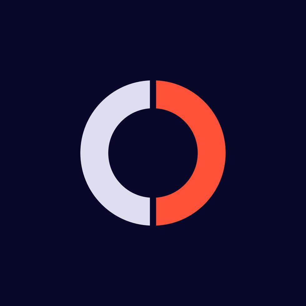Minimalist yin yang design featuring half gray and half orange circle with distinct divider vector