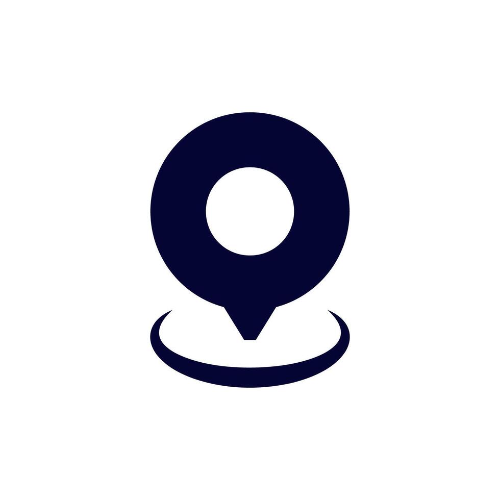 Minimal black pin icon concept with circular center and pointed tail design vector