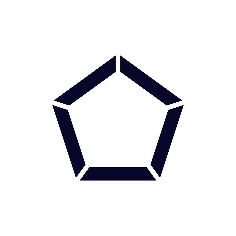 Pentagon shaped minimalistic logo with clean lines and bold design elements vector