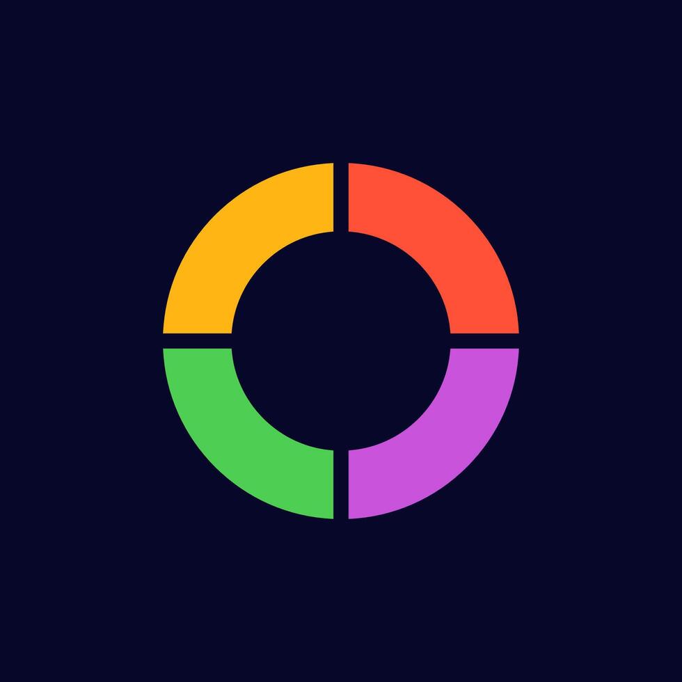 Vibrant circular design with four distinct color segments in a simple graphic pattern vector