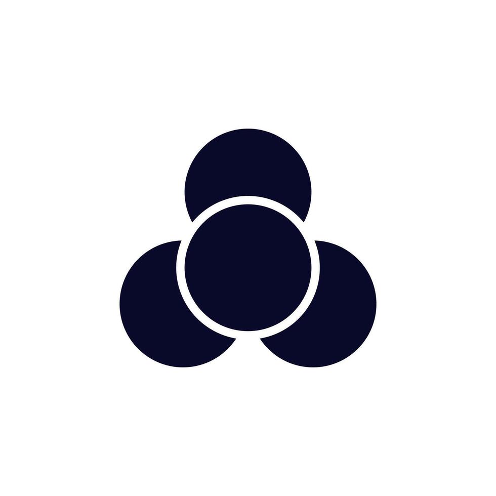 Geometric symbol with three interlocking circles in a triangular formation vector