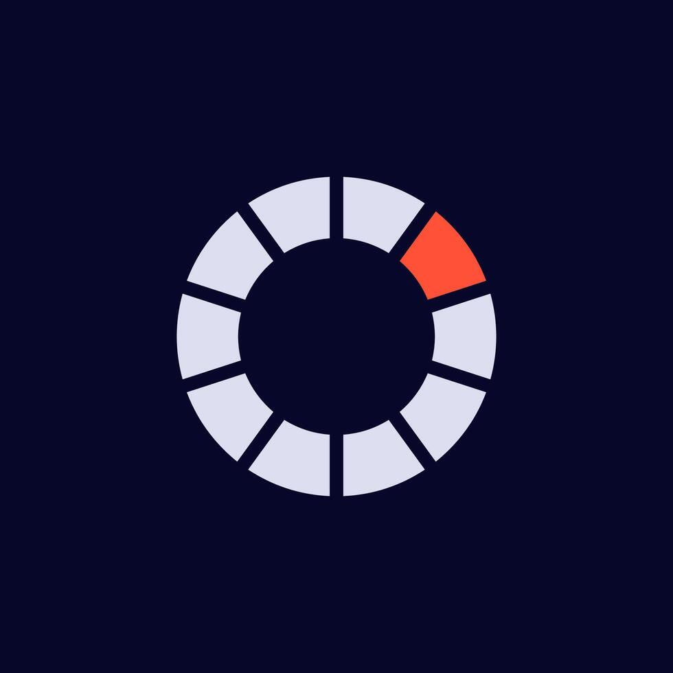 Loading icon with progress indicator showing partial completion in circular design vector