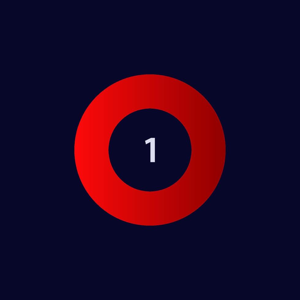 Red and black circular design with number one in the center for graphic and digital art projects vector