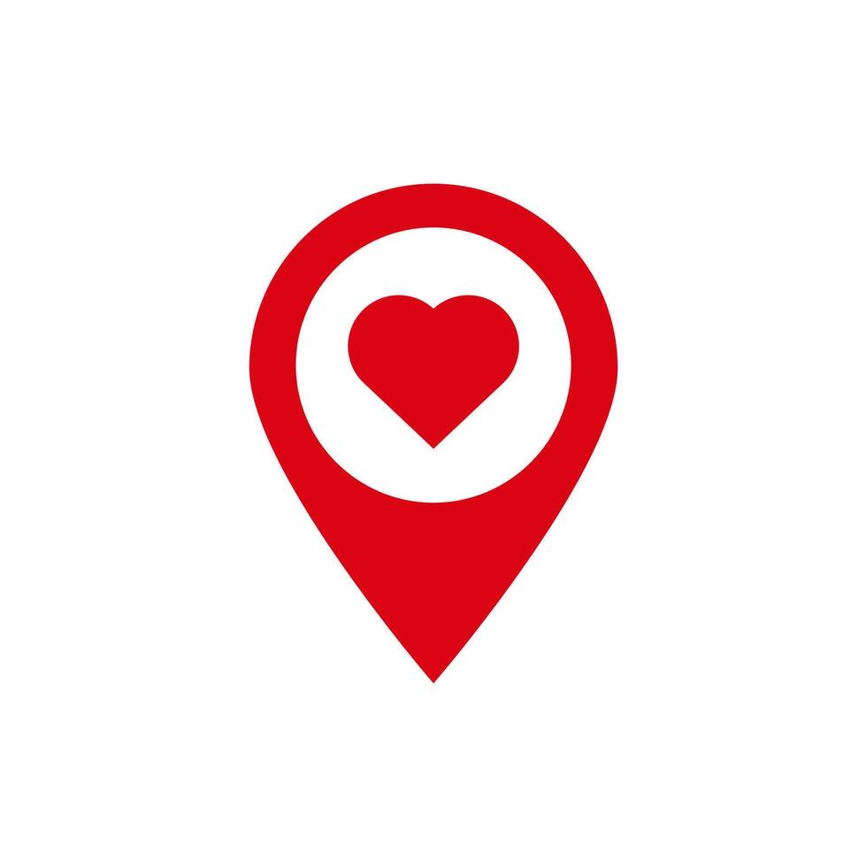 Heart shaped map pin symbol in red color vector