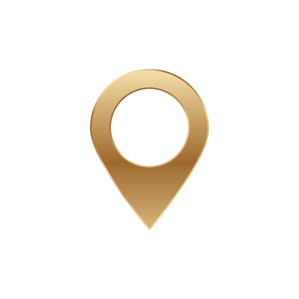 Golden location pin icon for map and navigation applications on digital devices vector