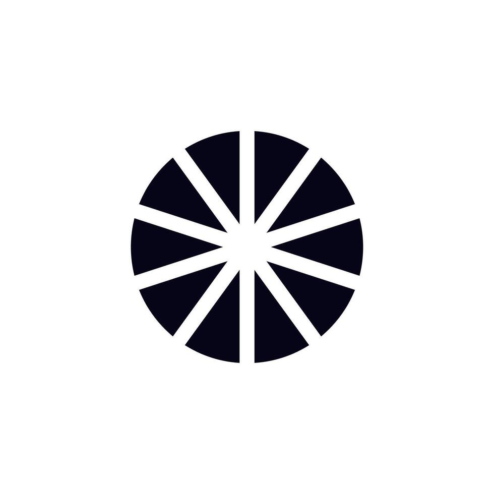 A black and white circle with triangles on a white background vector