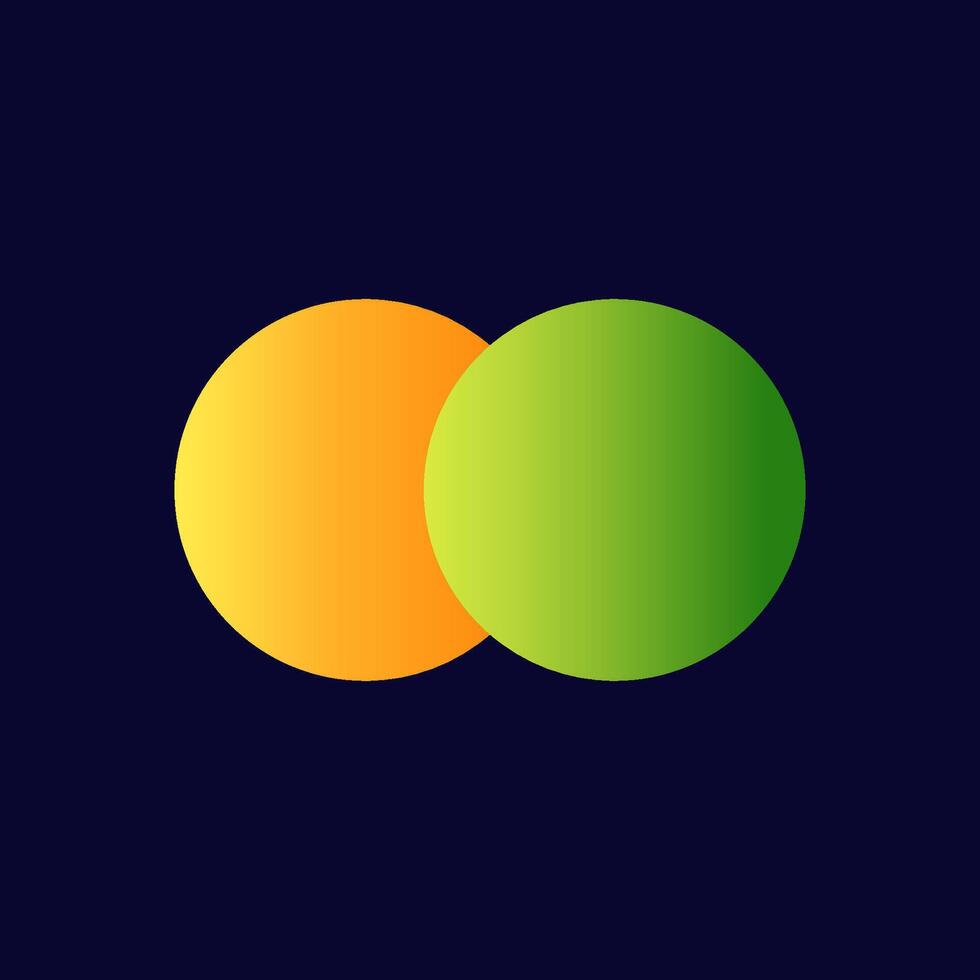 Overlapping yellow and green circles creating a venn diagram vector