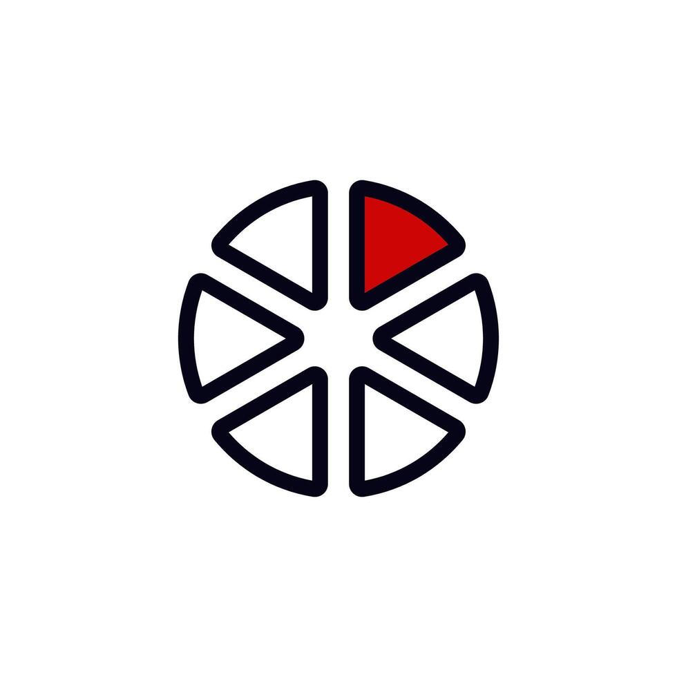 Sliced pizza icon with one red slice minimalist design for food and restaurant logos vector