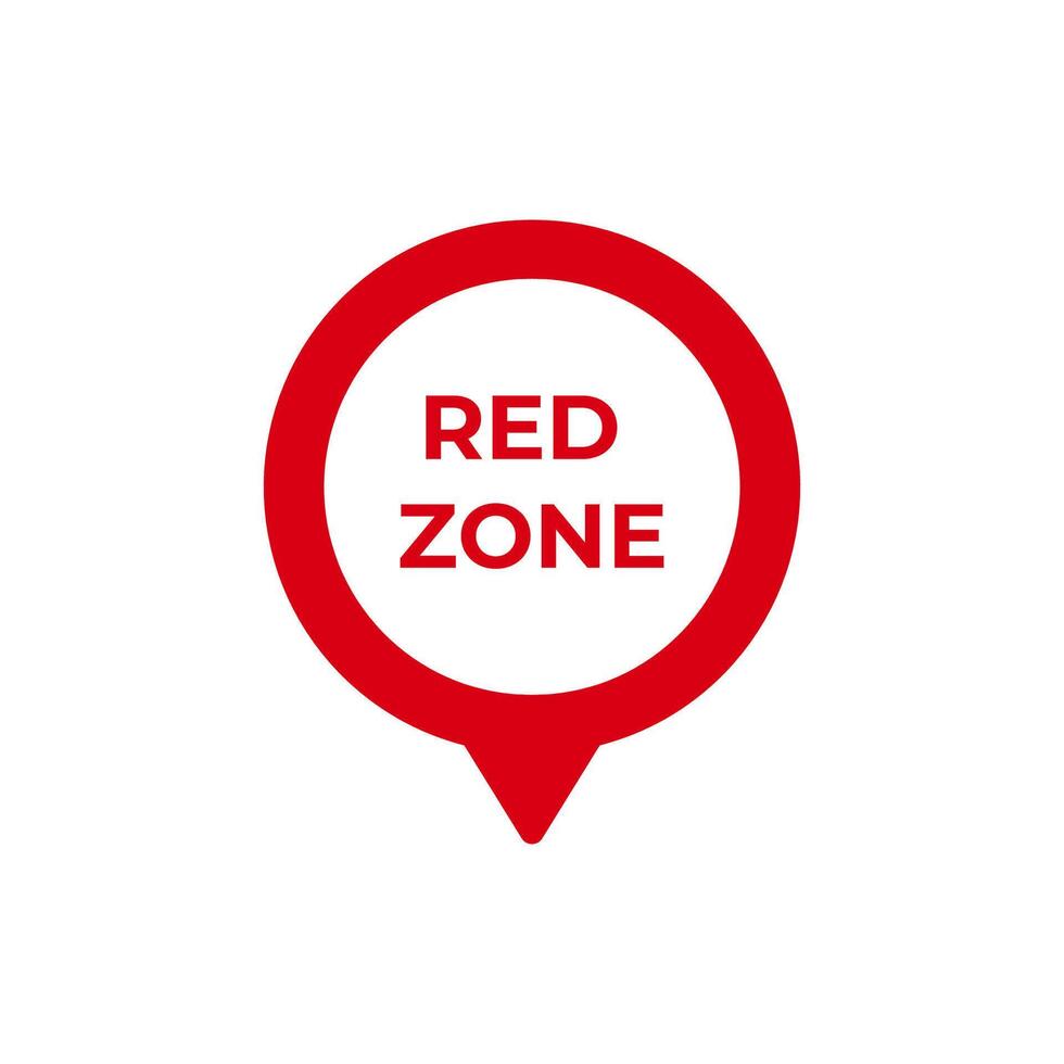Red zone warning sign with circular design and bold text in center vector