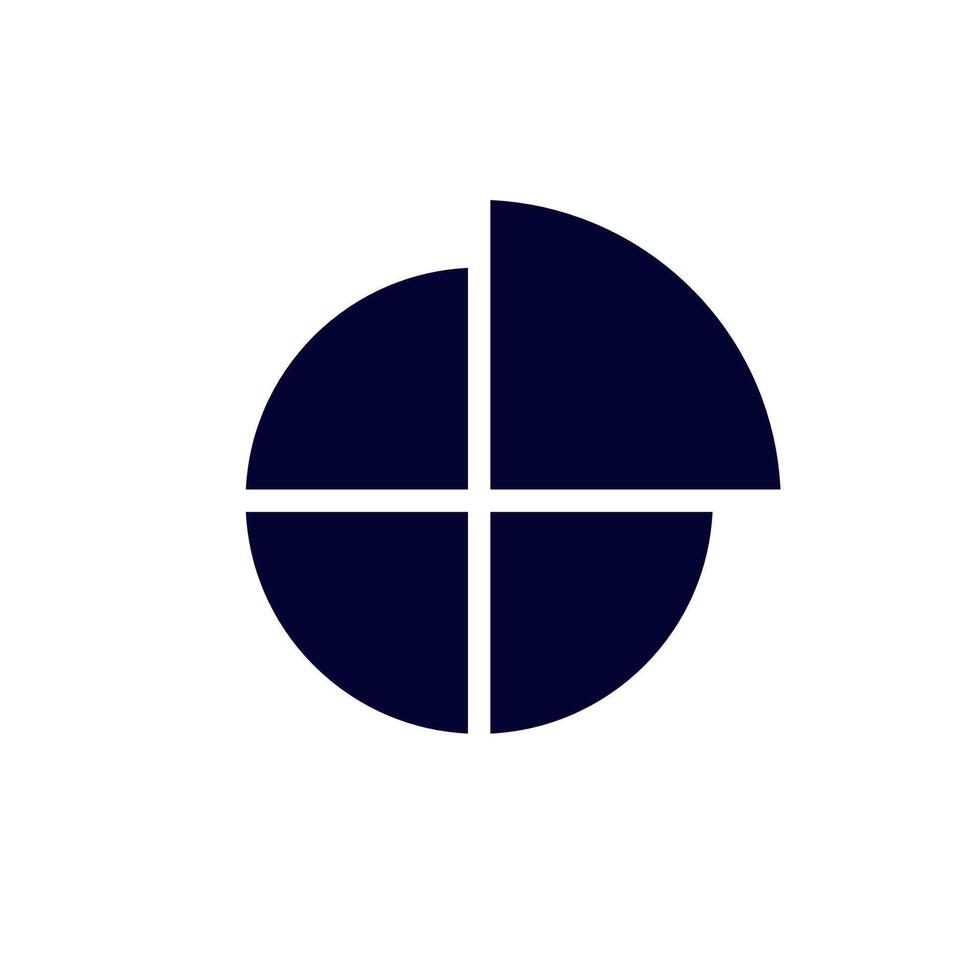 Circular geometric symbol with four equal-sized quadrants in minimal black and white design vector